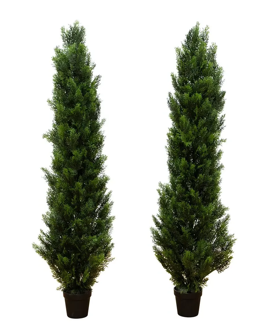 Set of 2 5ft Artificial Cedar Trees - Green
