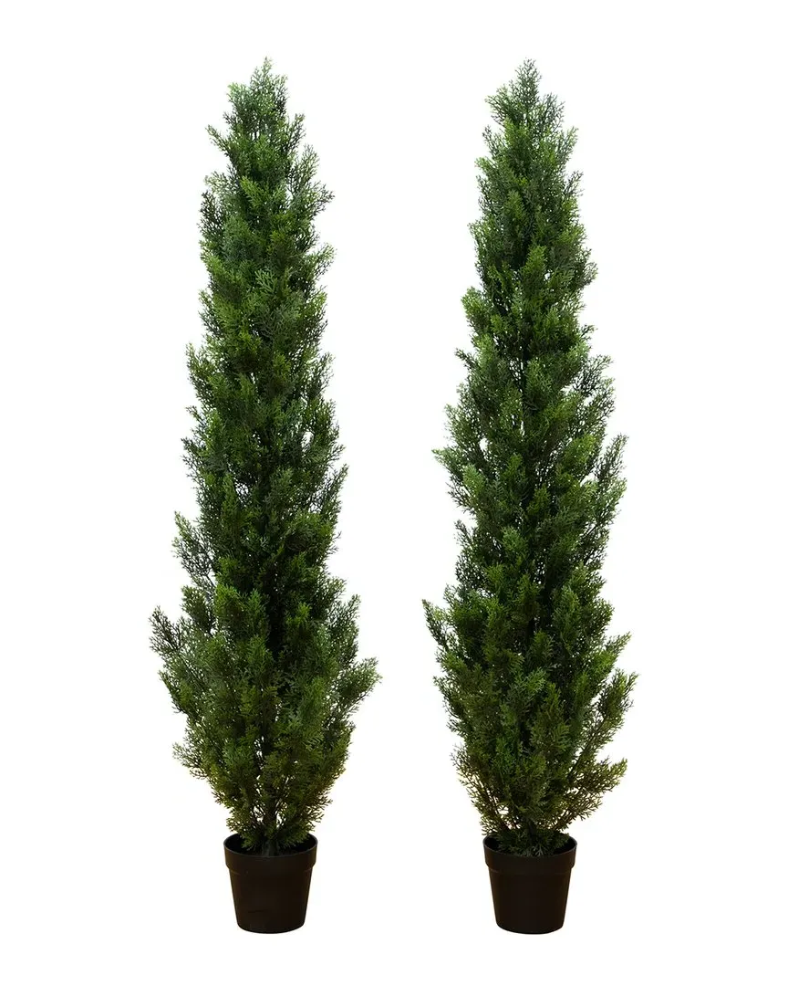 Set of 2 6ft Artificial Cedar Trees - Green