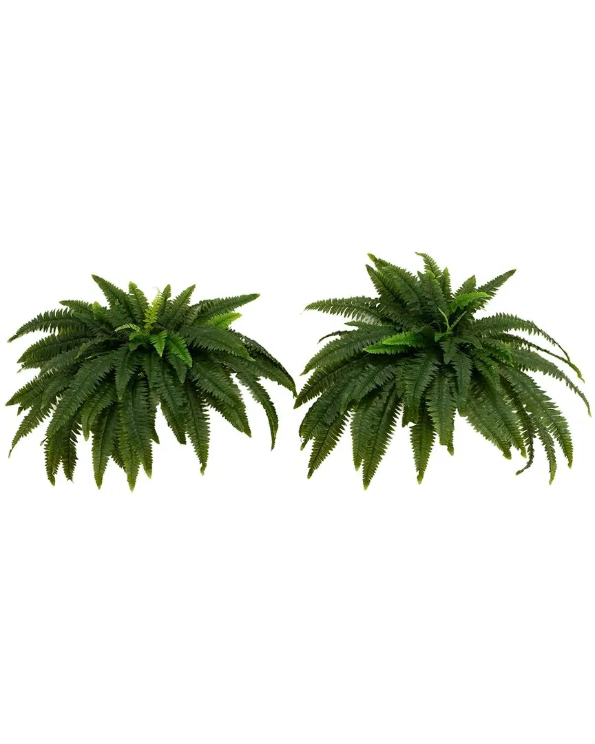 Set of 2 UV-Resistant Artificial Boston Ferns - Green