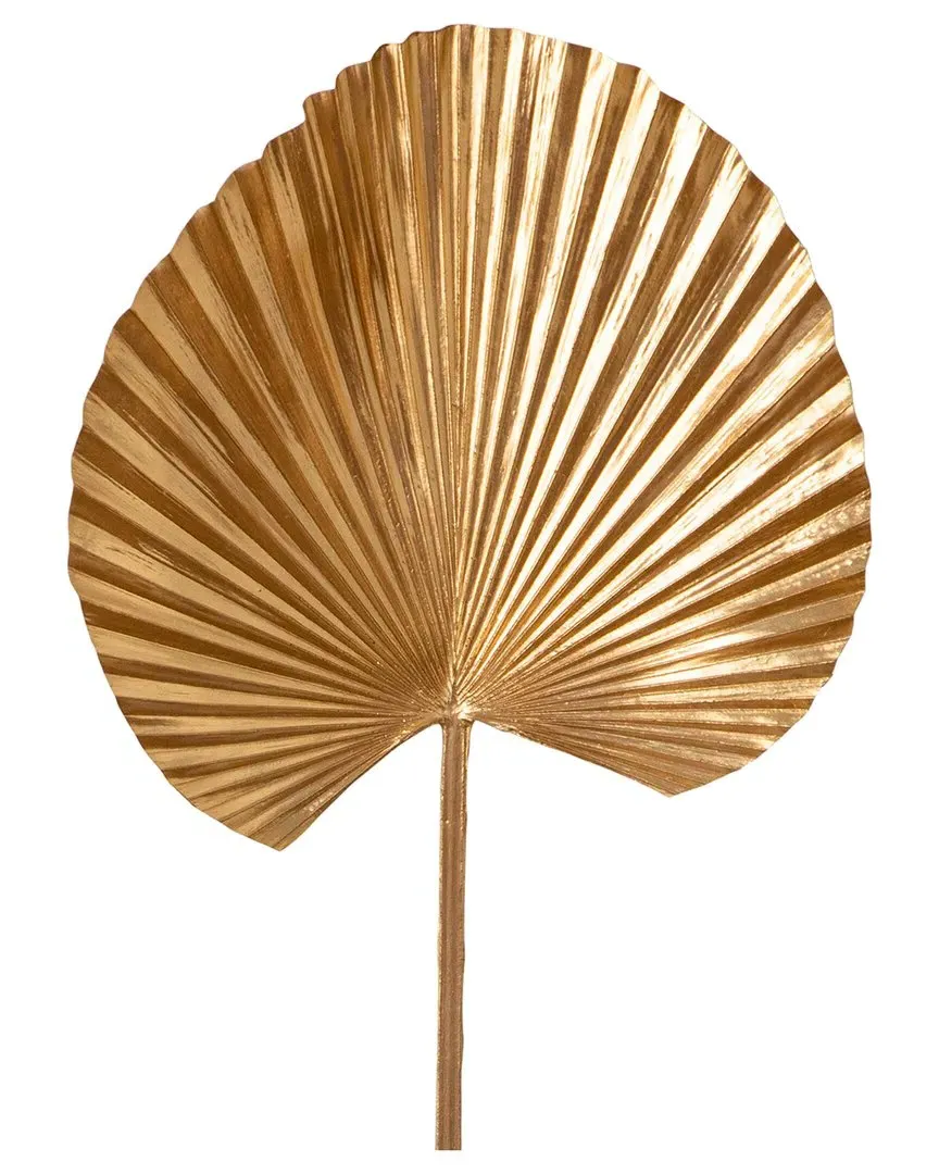 Set of 3 Artificial Golden Ruffled Fan Palm Stems - Gold