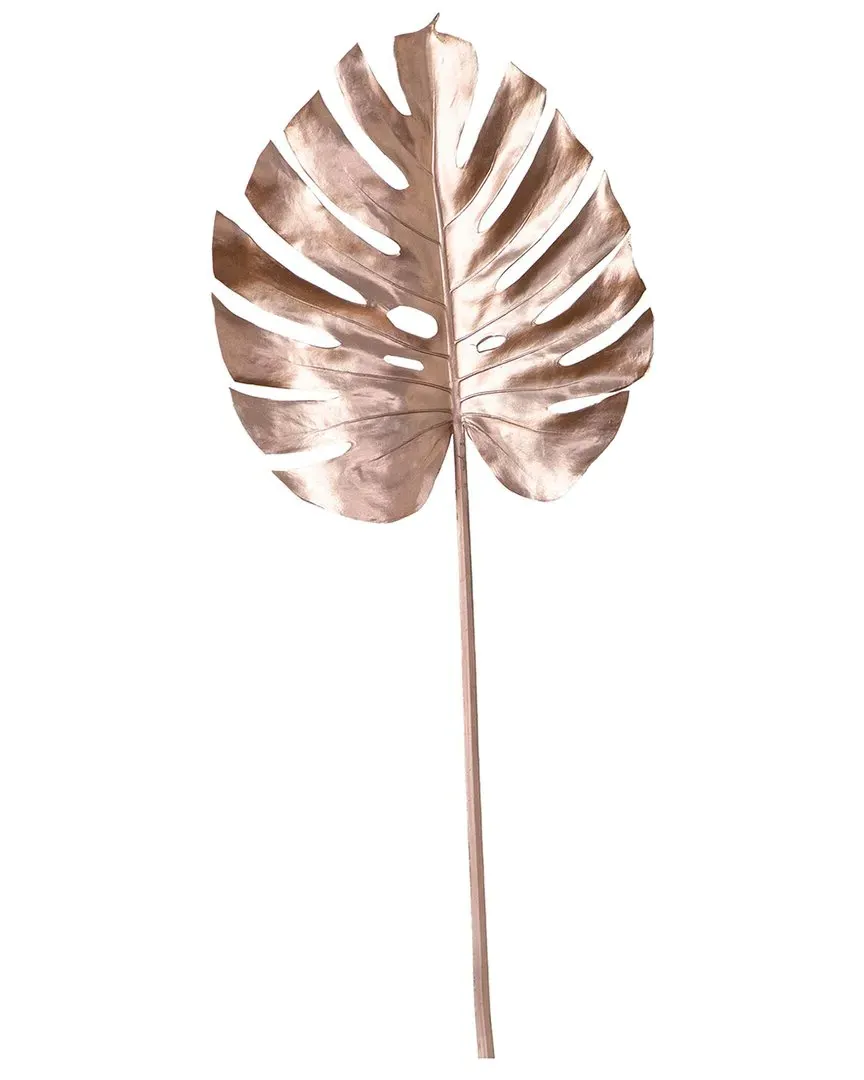 Set of 3 Artificial Rose Gold Monstera Stems - Gold