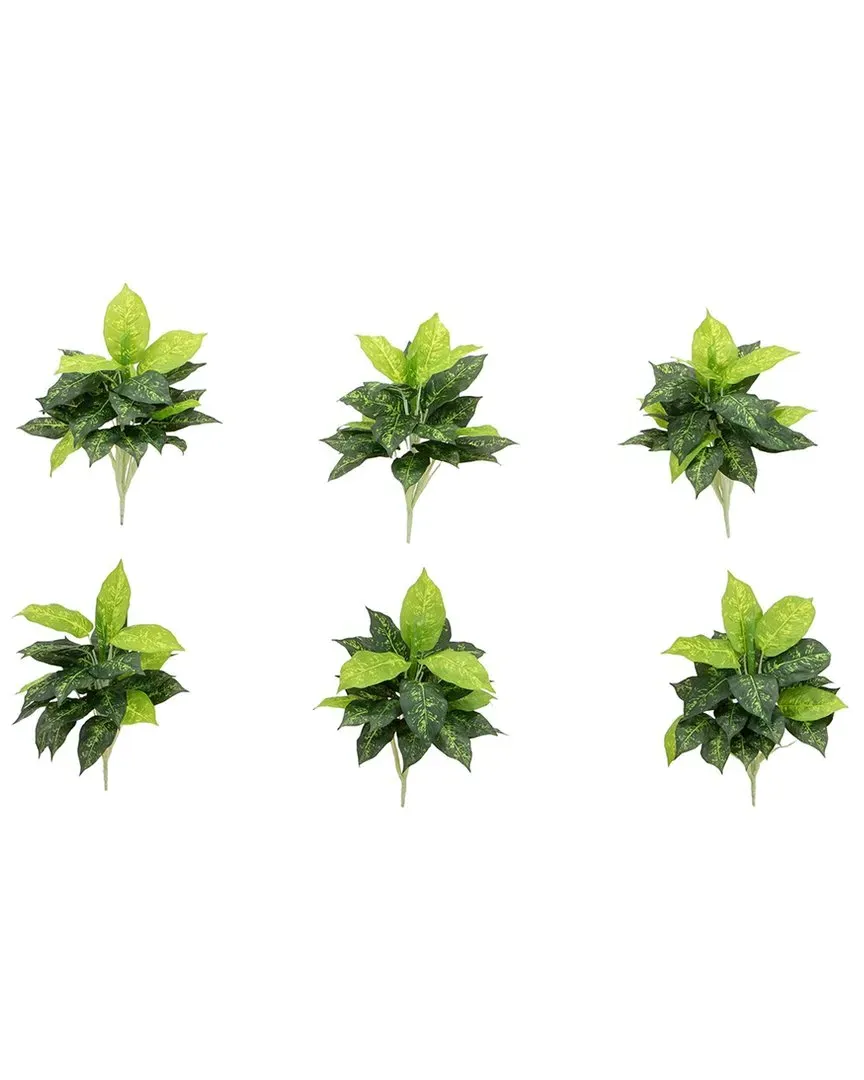 Set of 6 Artificial Dieffenbachia Plants - Green