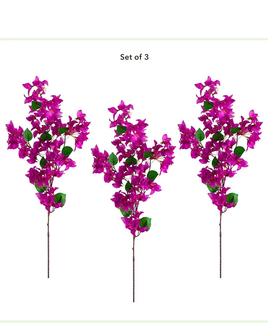 Set of Three 47in Artificial Bougainvillea Flower Stems - Purple image