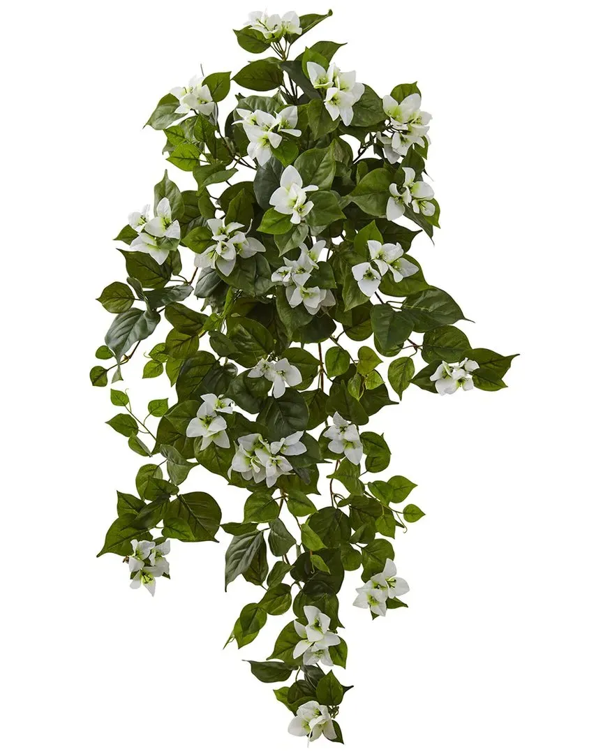 Set of Two 37in Bougainvillea Hanging Artificial Plants - White