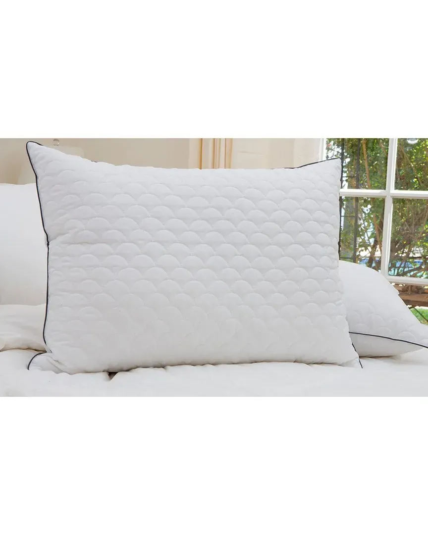 Nikki Chu Scallop Quilted Down Alternative Pillow - White image