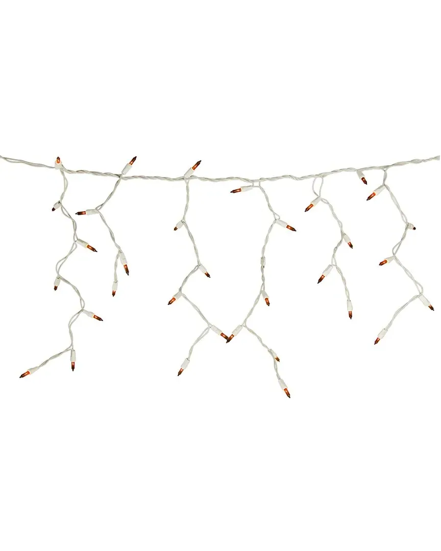 100 Count Mini Icicle Christmas Lights - Orange, Glass image
