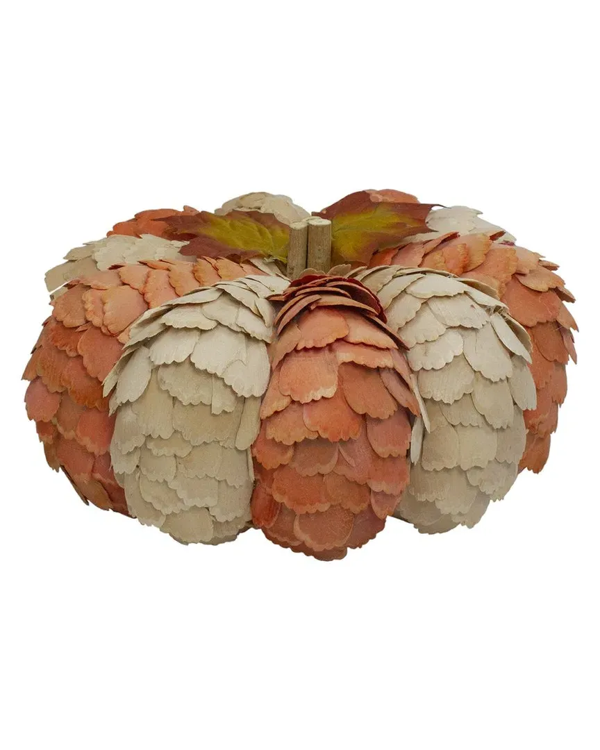 10in Autumn Harvest Tabletop Pumpkin - Orange, Wood