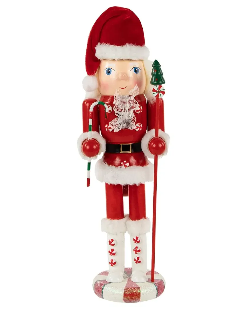 13.75in Peppermint Twist Mrs. Claus Nutcracker - Red image