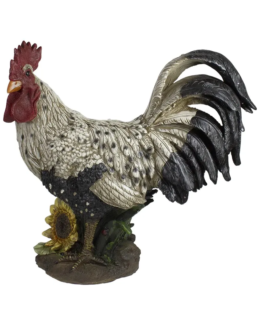 17in Standing Rooster Garden Statue - White, Polystone