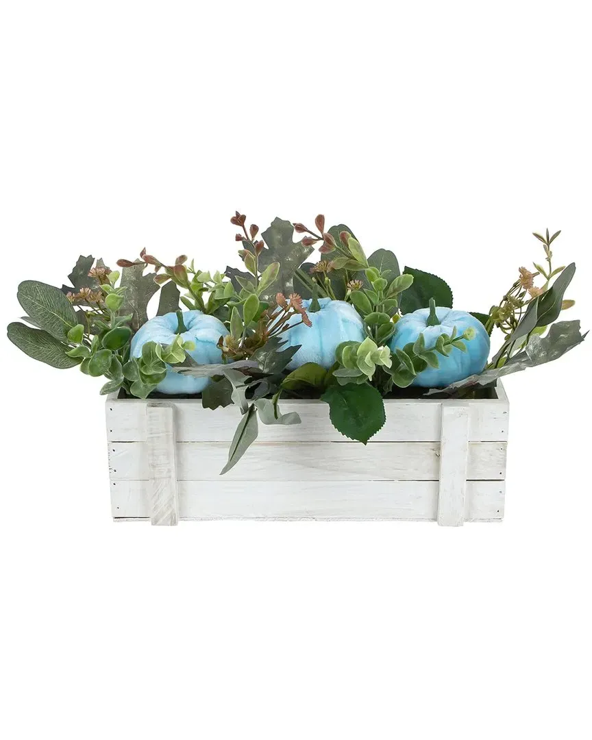 18in Fall Harvest Foliage & Pumpkins Decoration - Blue