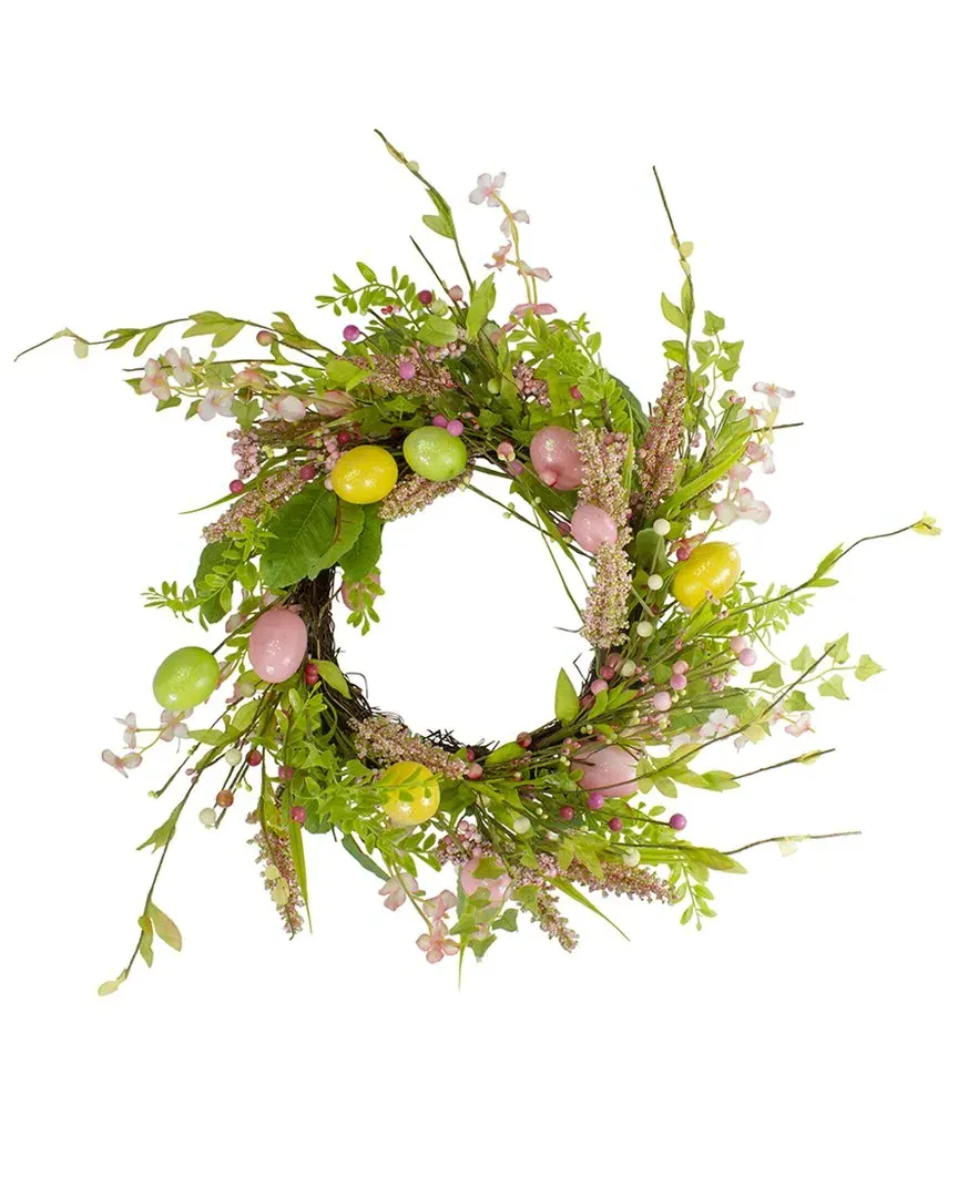 20in Easter Egg & Berry Artificial Floral Wreath - Green image