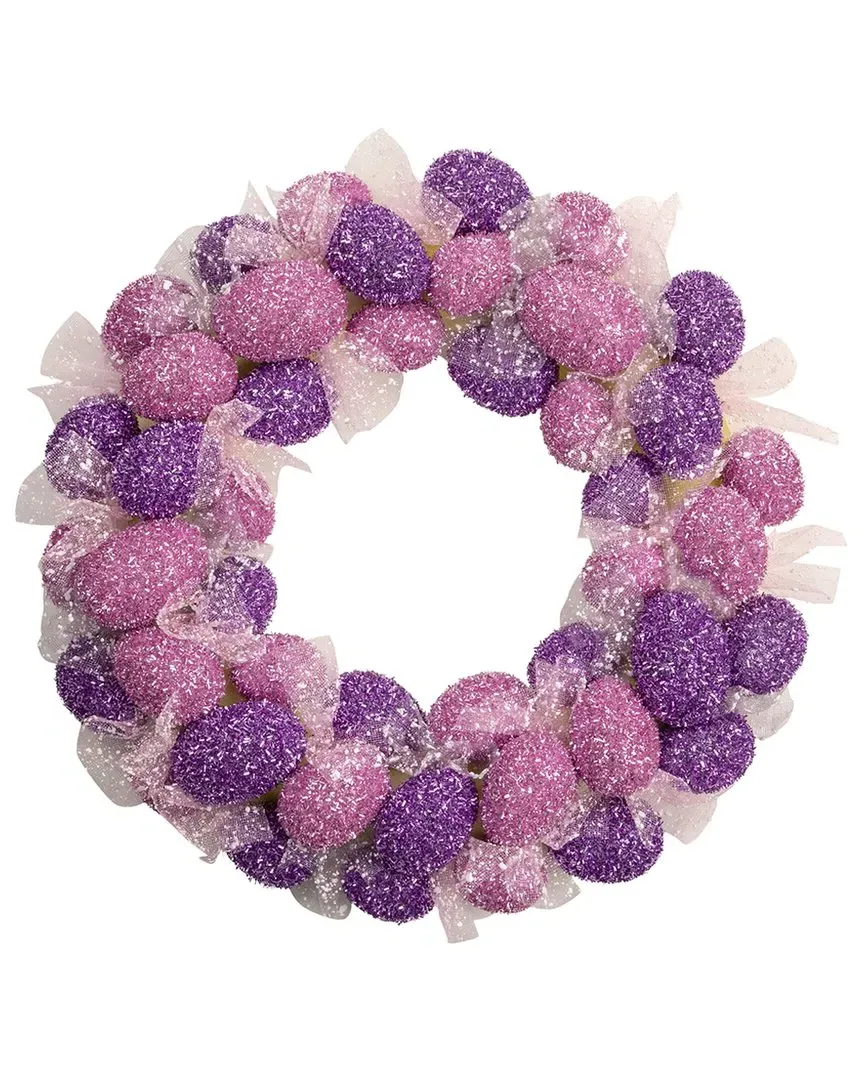 20in Glittered Easter Egg Wreath - Pink