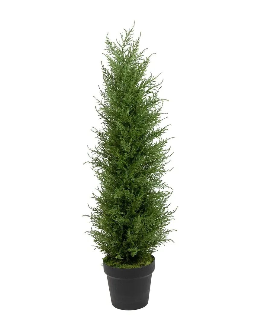 3ft Artificial Cedar Pine Tree in Round Pot - Green image