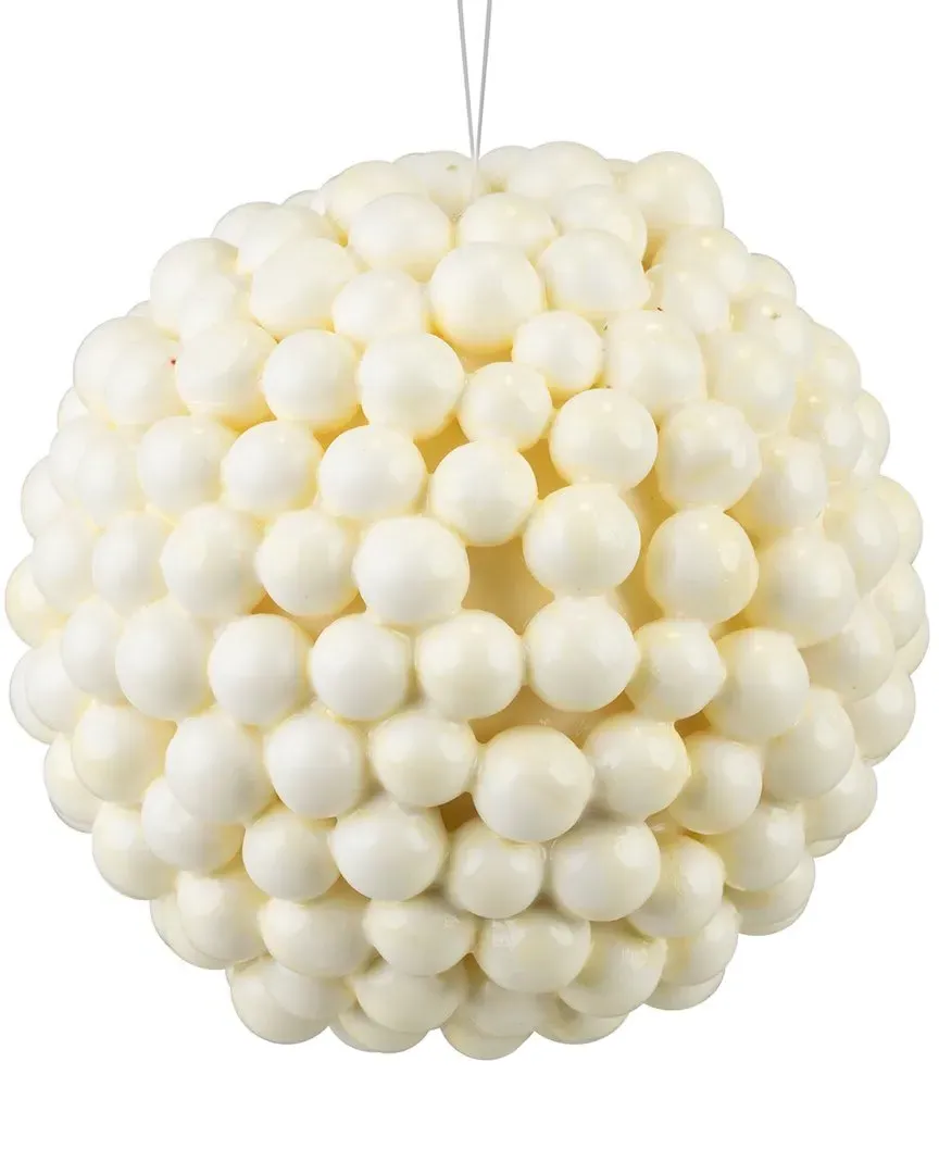 4.75in Christmas Ball Ornament with Berries - White image