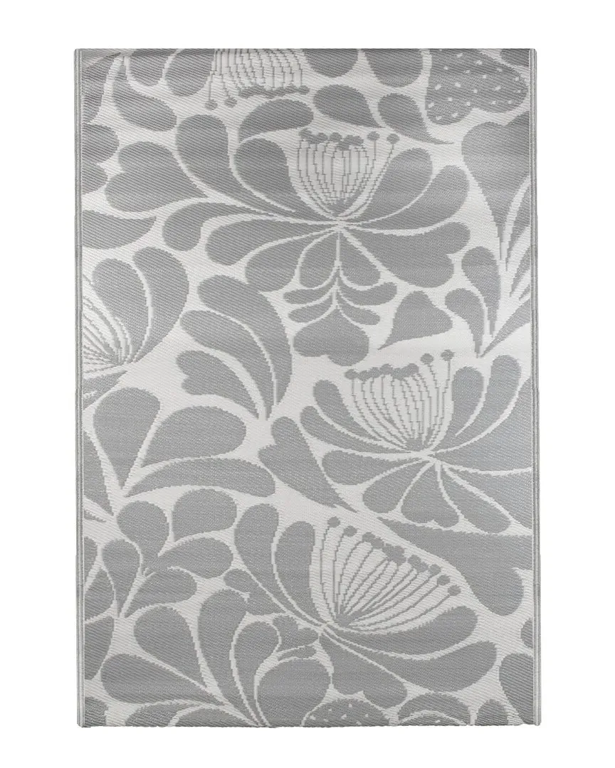 4x6ft Floral Rectangular Outdoor Area Rug - Gray