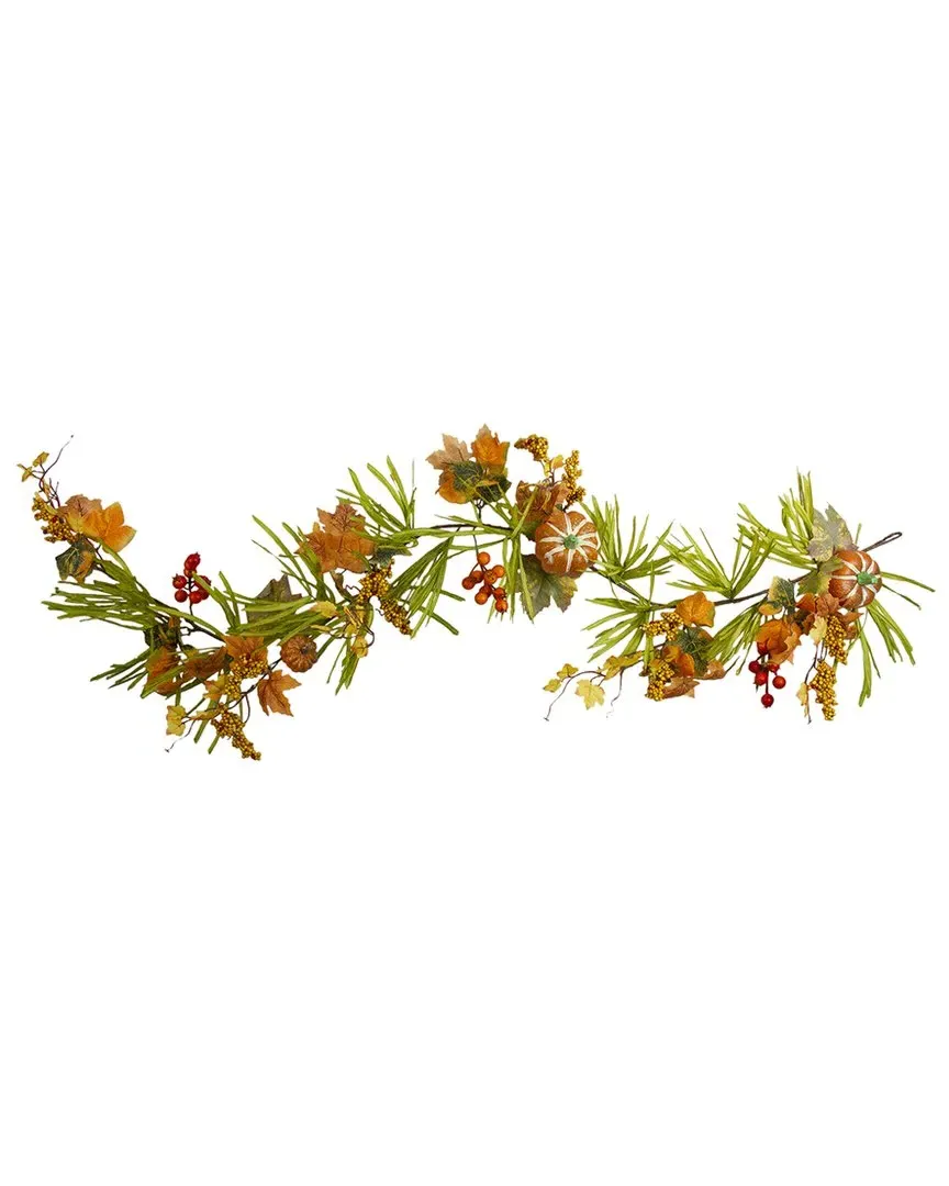 5ft Pumpkins and Berries Artificial Thanksgiving Garland - Orange