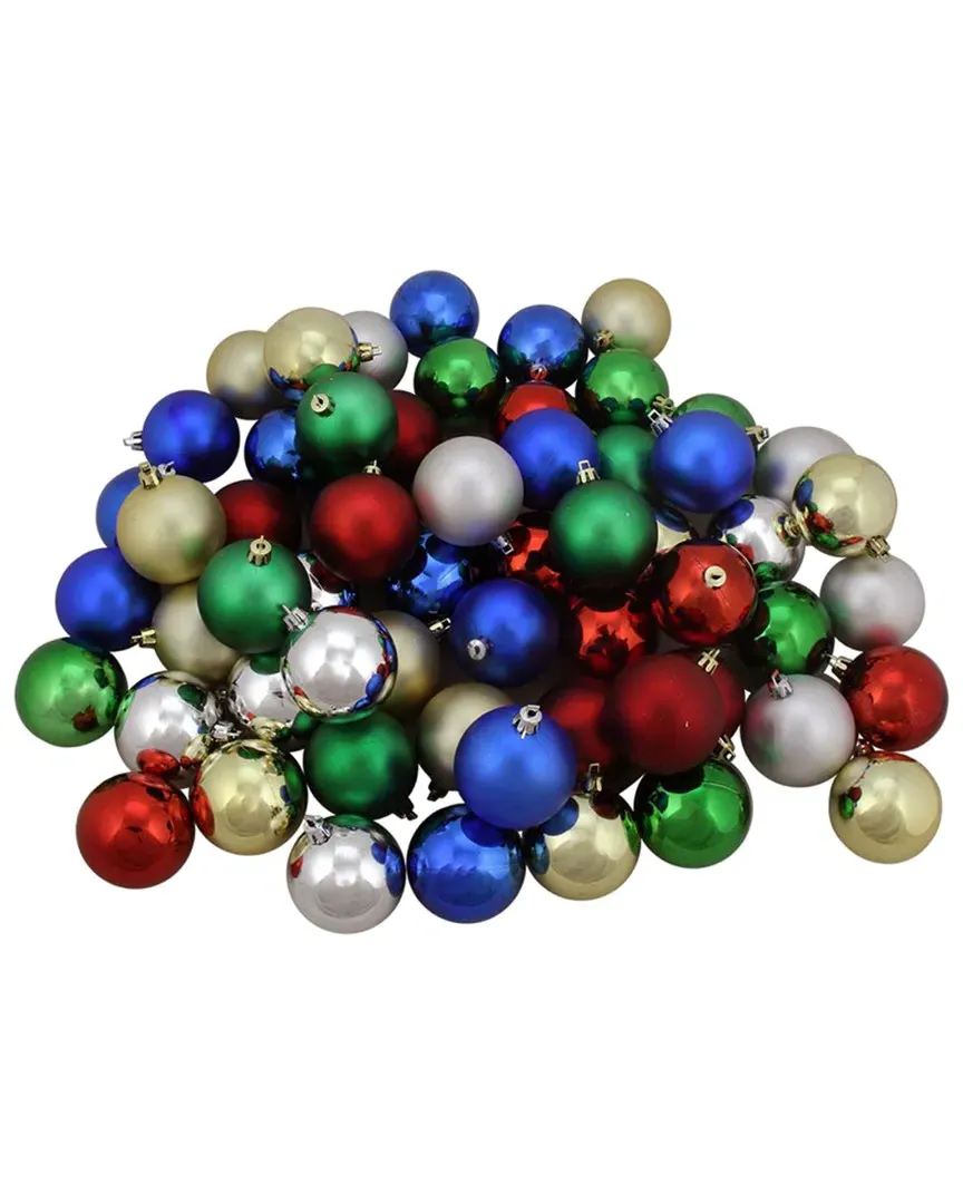 60ct Multi-Colored Christmas Ball Ornaments - Blue image