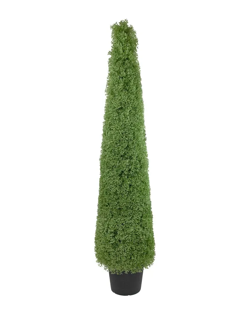 6ft Artificial Boxwood Cone Topiary Tree with Pot - Green