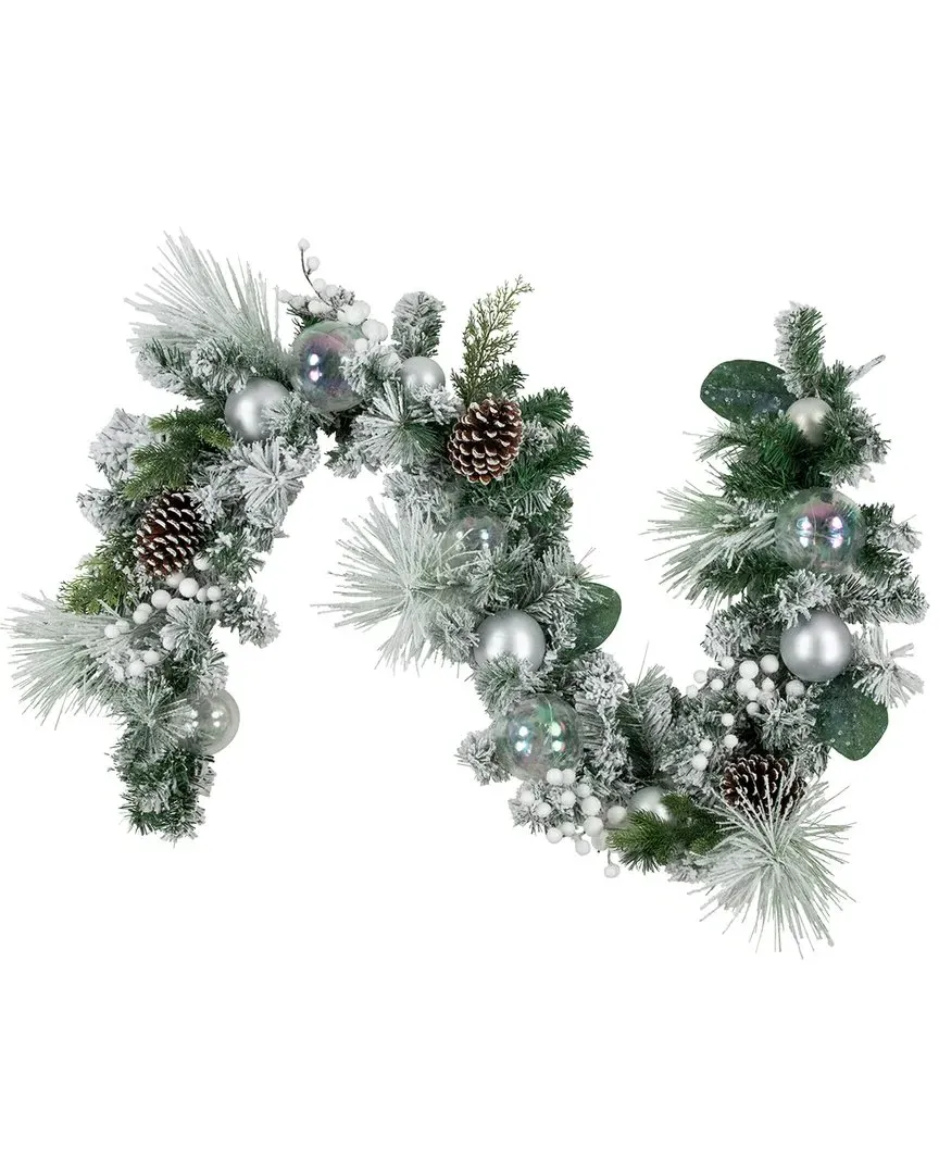 6ft Flocked Pine Christmas Garland - White