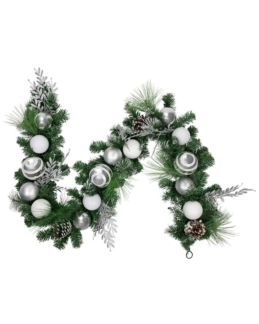 6ft Pine Needle Garland with Pinecones - White image
