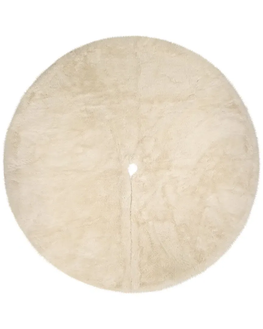 84in Round Tree Skirt - Ivory, Faux Fur image