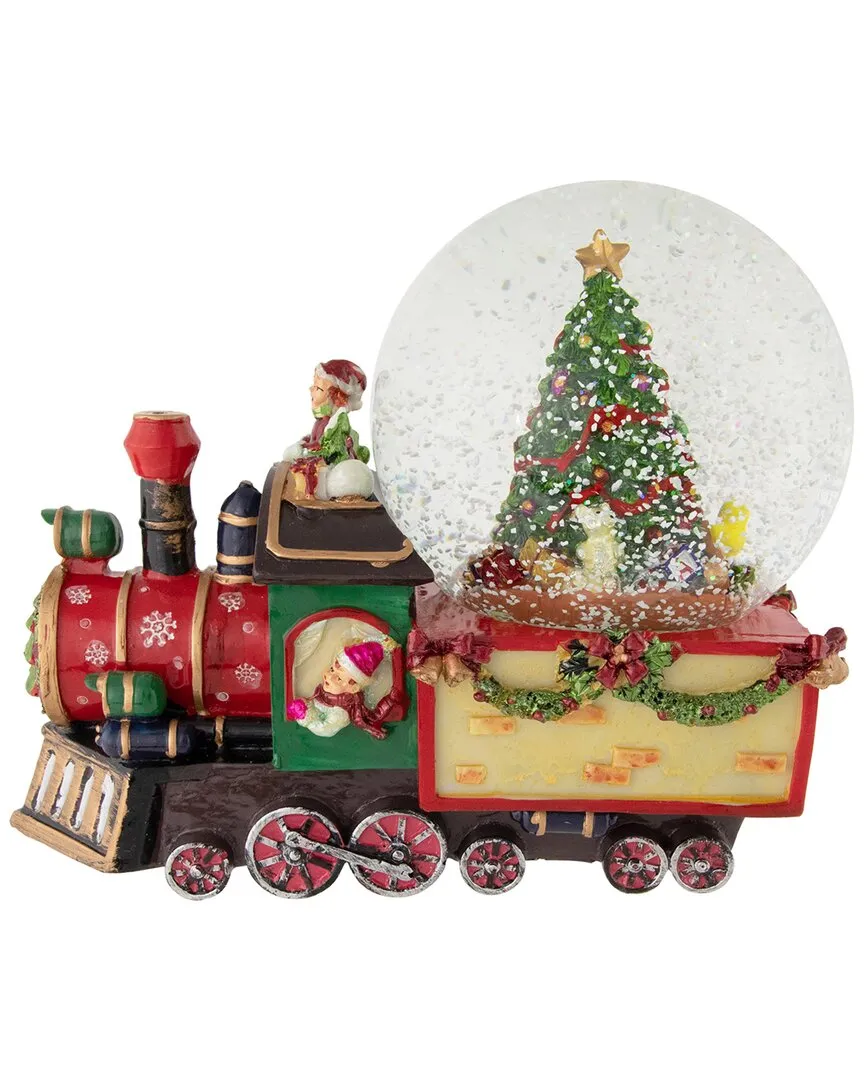 8in Christmas Train Musical Snow Globe - Red image