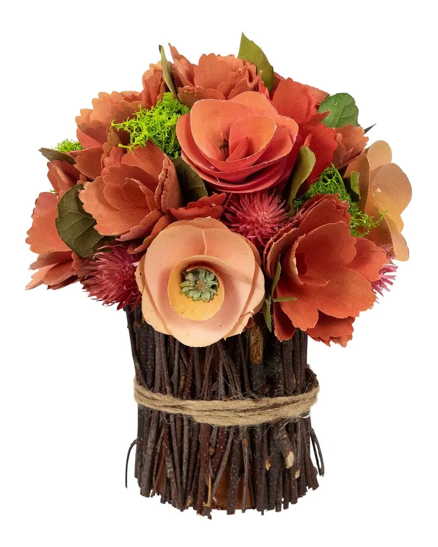 Artificial Mixed Floral Wooden Bouquet - Red image