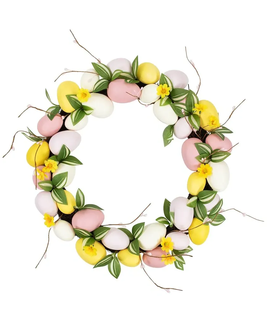 Easter Eggs & Flower Buds Artificial Wreath - Green image