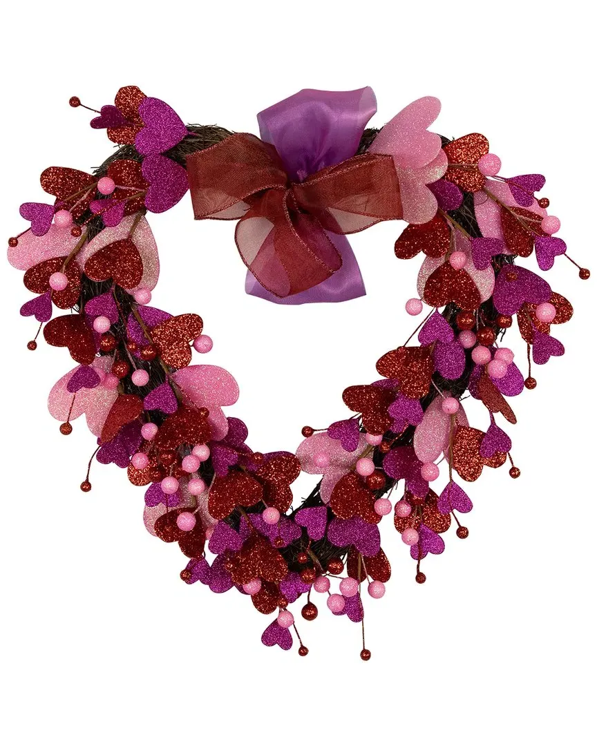 Glittered Hearts & Berries Valentine's Day Twig Wreath - Pink