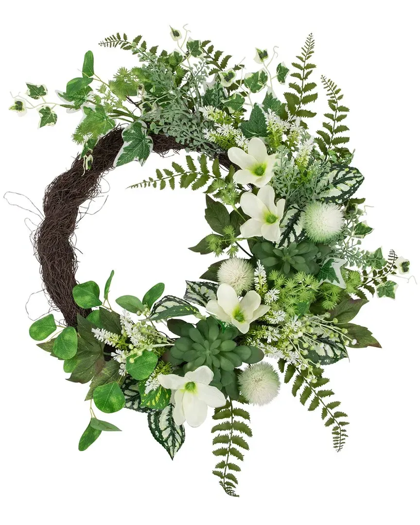 Hellebores & Ivy Artificial Floral Wreath - Green
