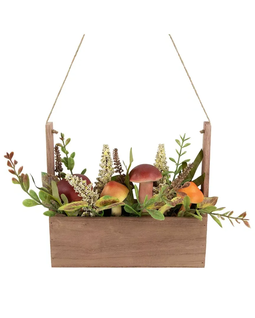 Mushroom & Foliage Wooden Fall Harvest Hanging Decoration - Orange image