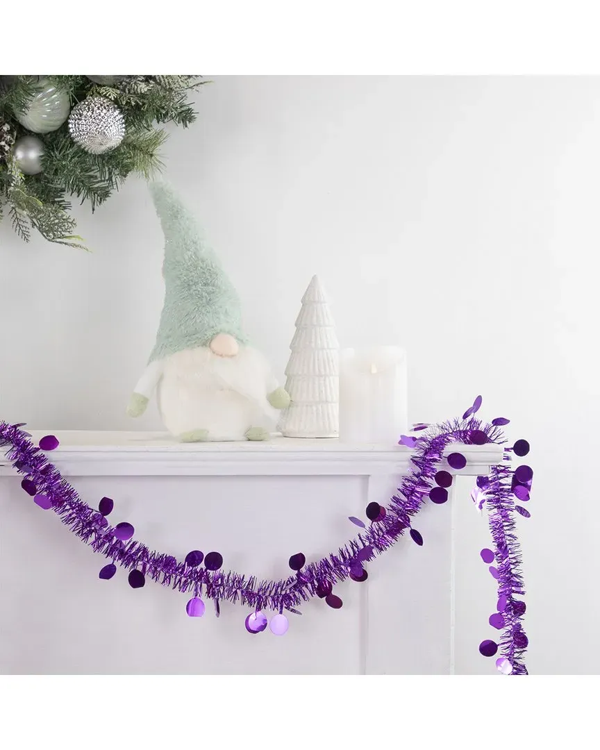 Northlight Tinsel Christmas Garland with Polka Dots - Purple image