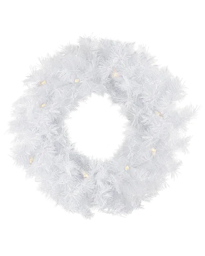 Pre-Lit Alaskan Pine Artificial Christmas Wreath - White image