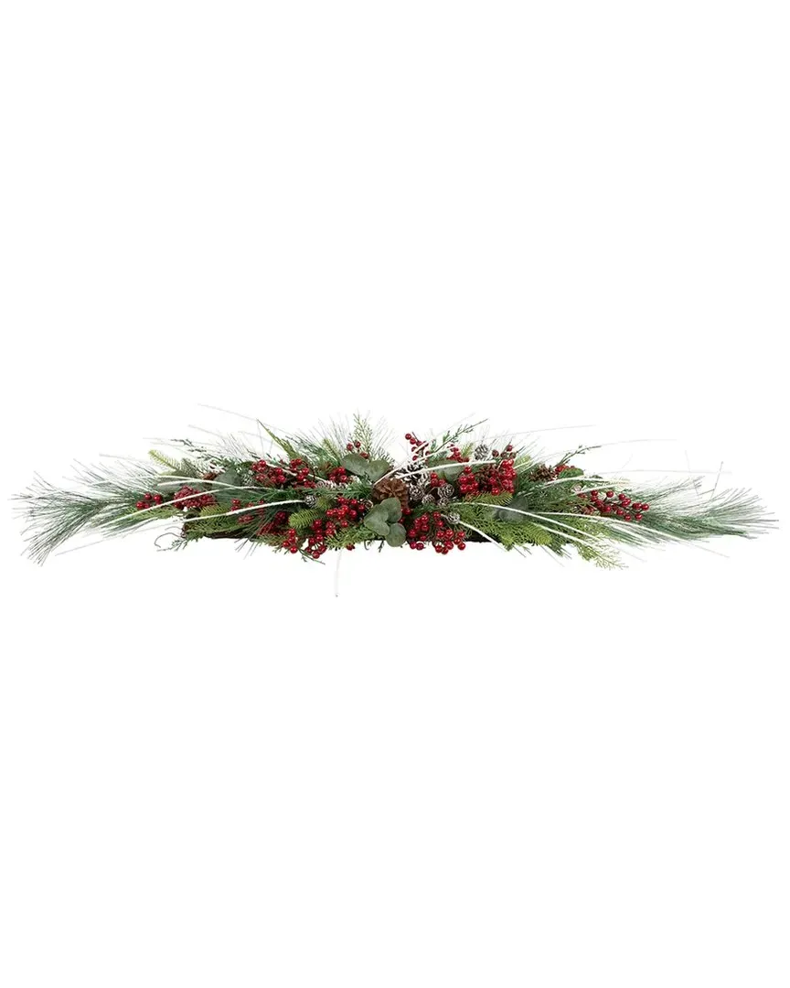 Real Touch Berries & Birch Twigs Artificial Pine Swag - Green image