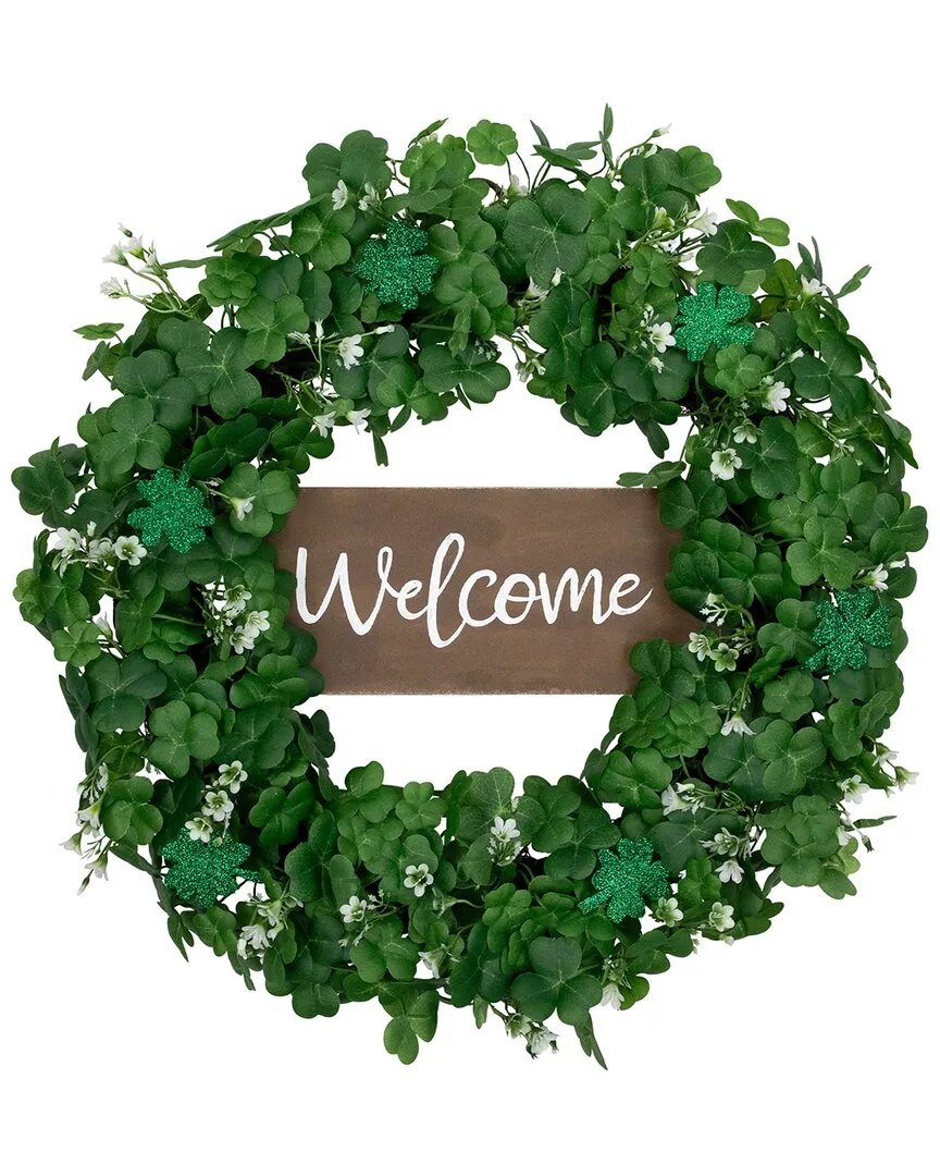 Shamrock Welcome Twig Wreath - Green