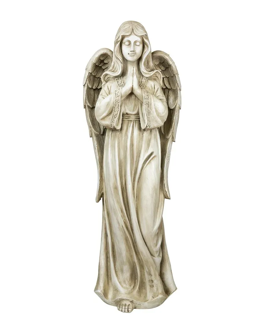 Standing Praying Angel Garden Statue - Beige, Resin