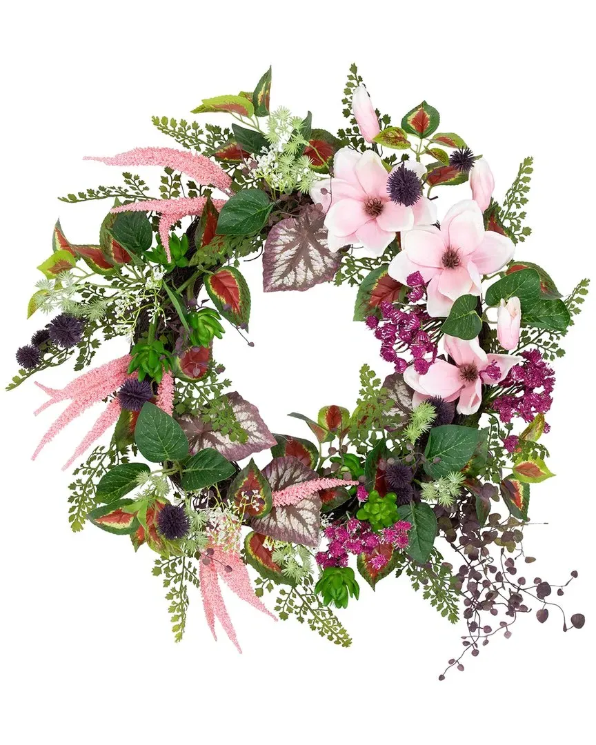 Succulent & Fern Artificial Floral Wreath - Green
