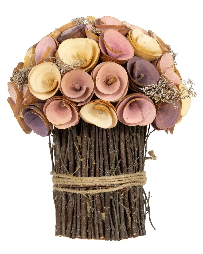 Wooden Artificial Floral Bouquet - Pink image