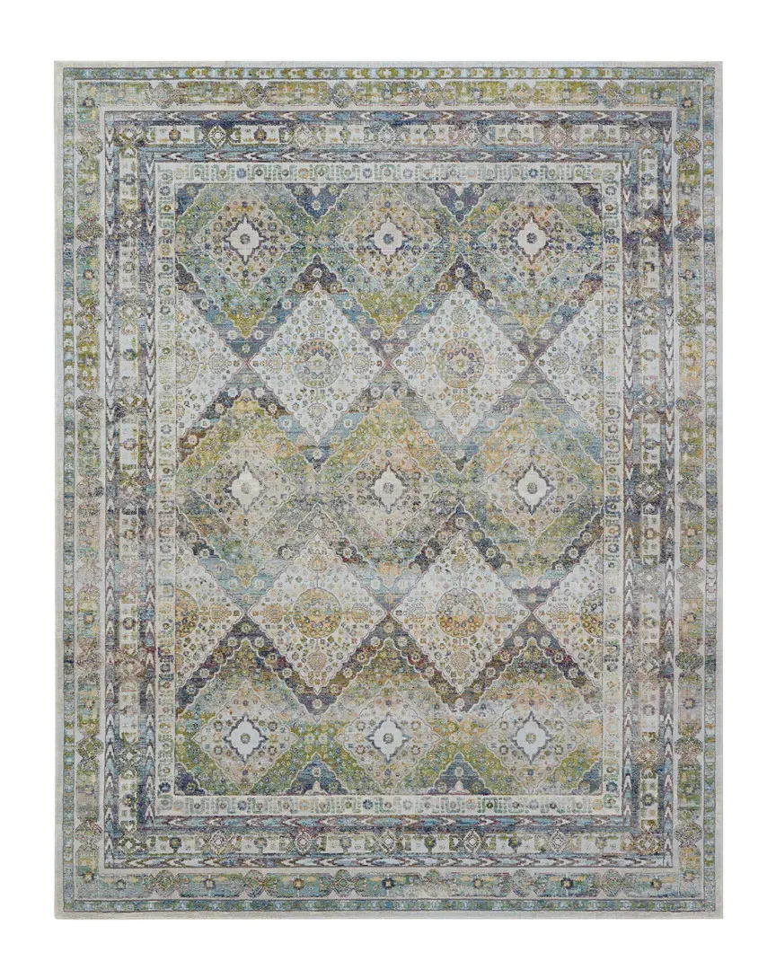 Global Vintage Power-Loomed Rug - Blue and Green image