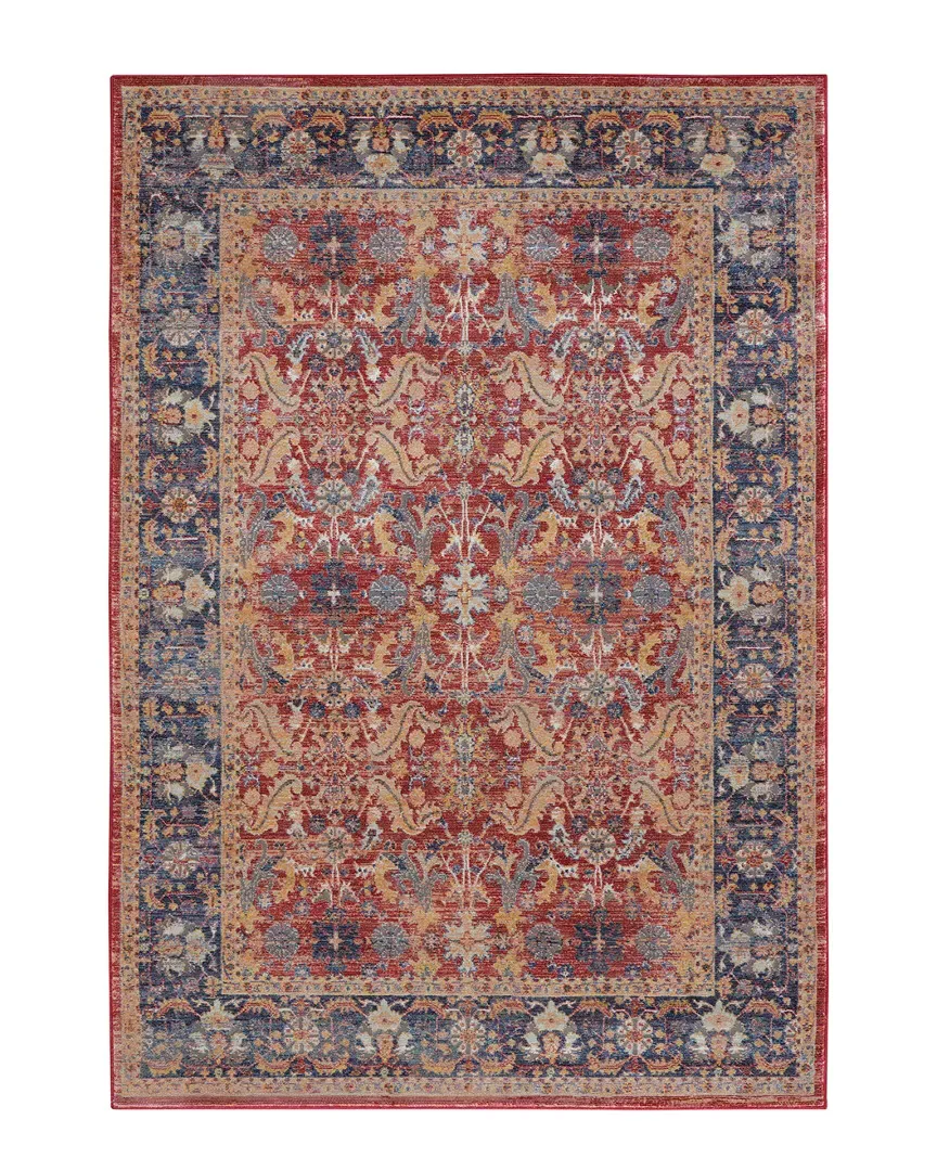 Global Vintage Power-Loomed Rug - Red and Blue
