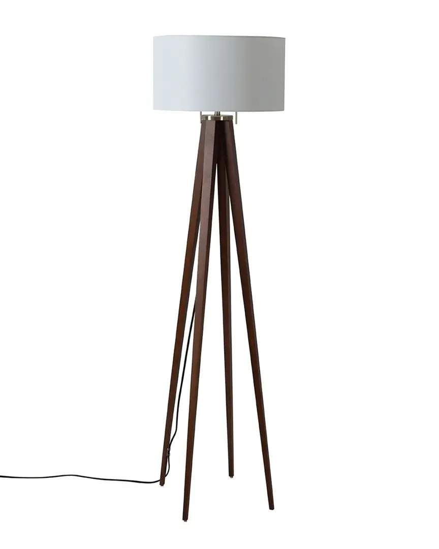 Quattro Floor Lamp with Dimmer - Dark Walnut, Brass image