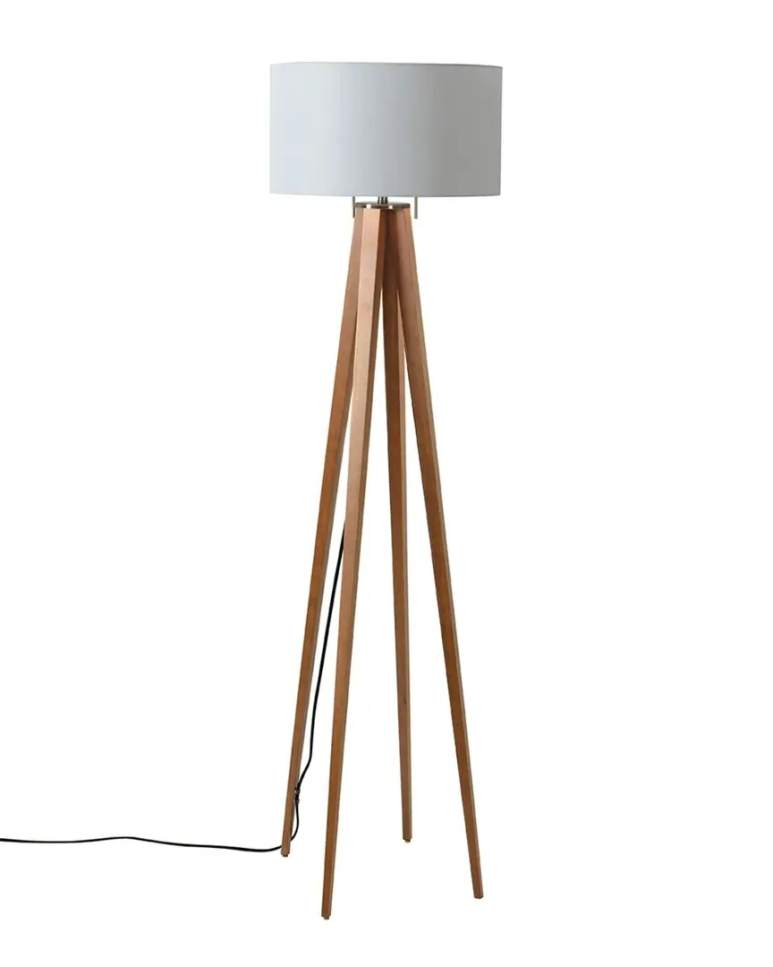 Quattro Floor Lamp with Dimmer - Natural Ash, Brass