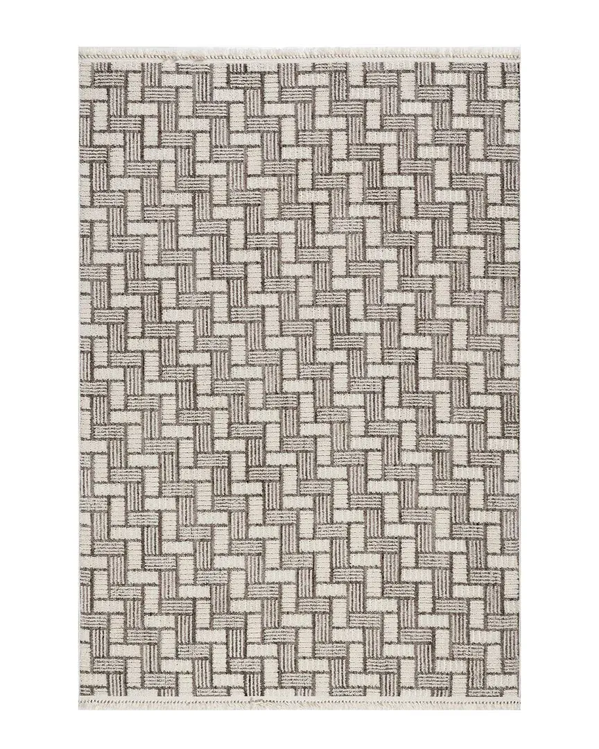Alora Geometric Tassels Polyester Rug - Ivory