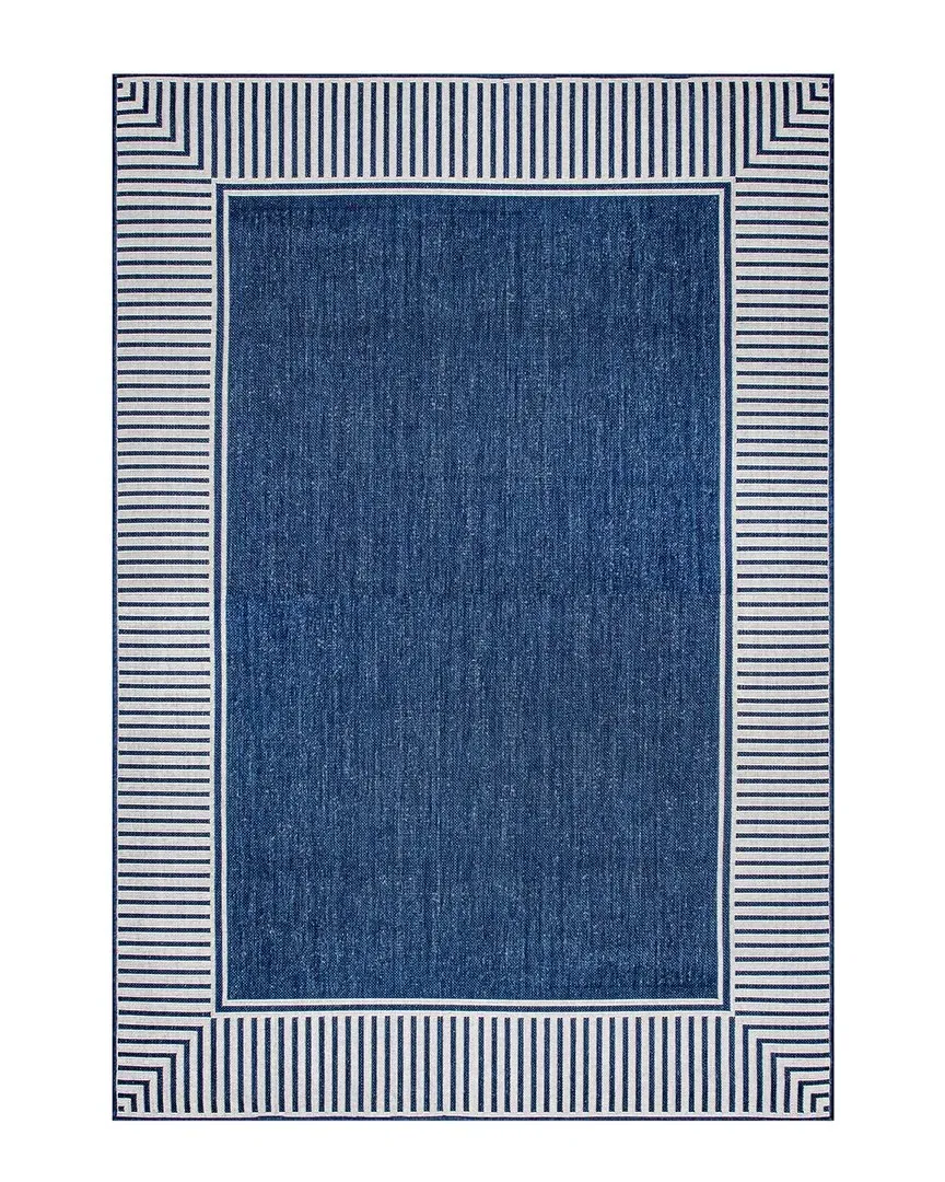 Asha Indoor/Outdoor Rug with Border - Navy, Polypropylene image