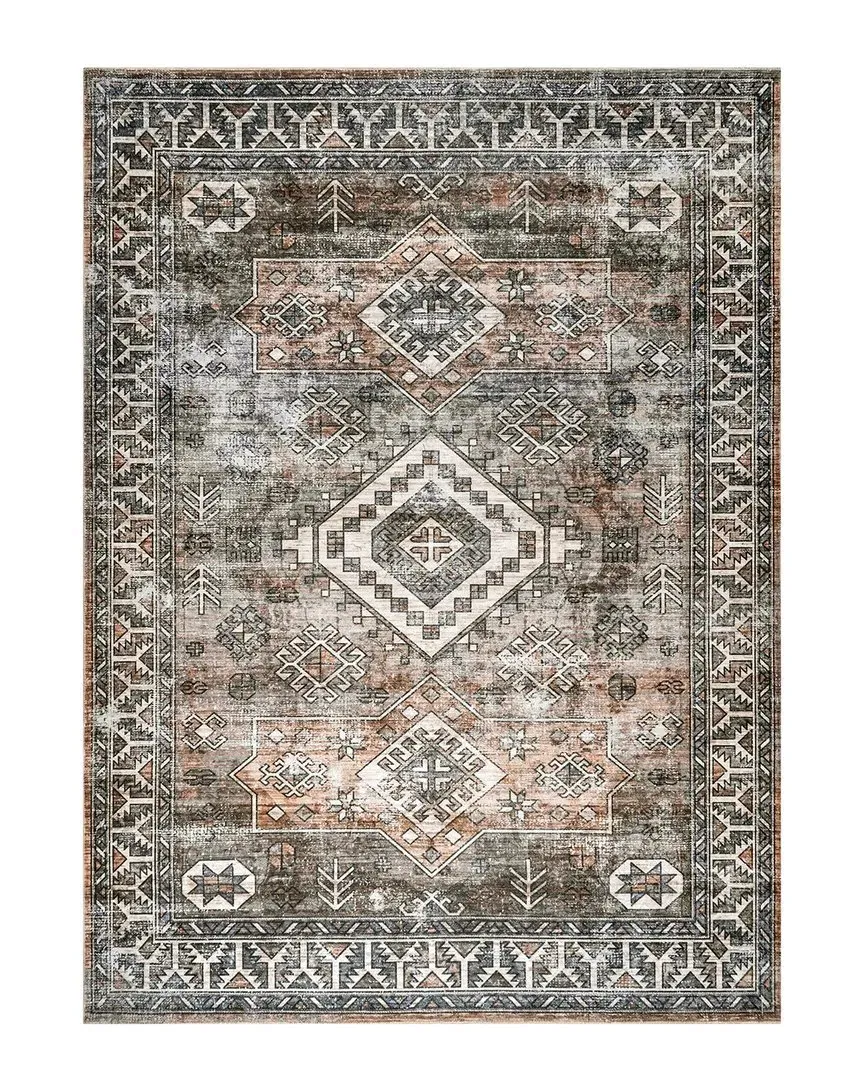 Bowie Tribal Washable Rug - Rust, Polyester