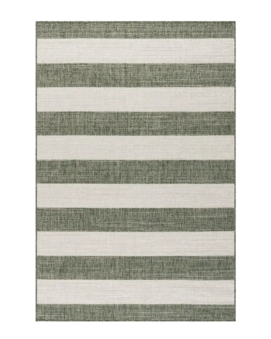 Briaana Striped Indoor/Outdoor Rug - Green, Polypropylene