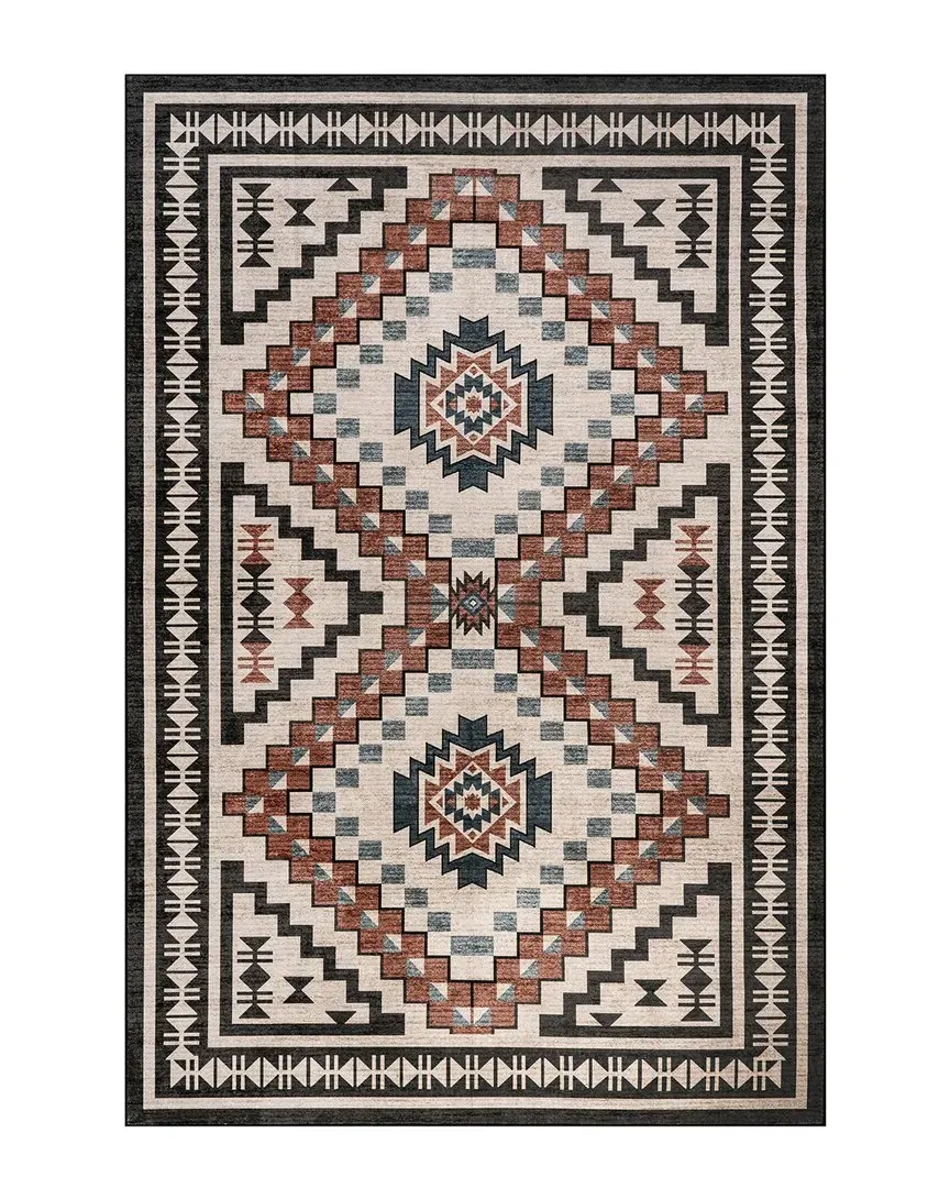 Calli SplashGuard Southwestern Machine Washable Rug - Beige