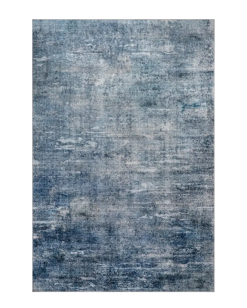 Ellison SplashGuard Abstract Machine Washable Rug - Blue