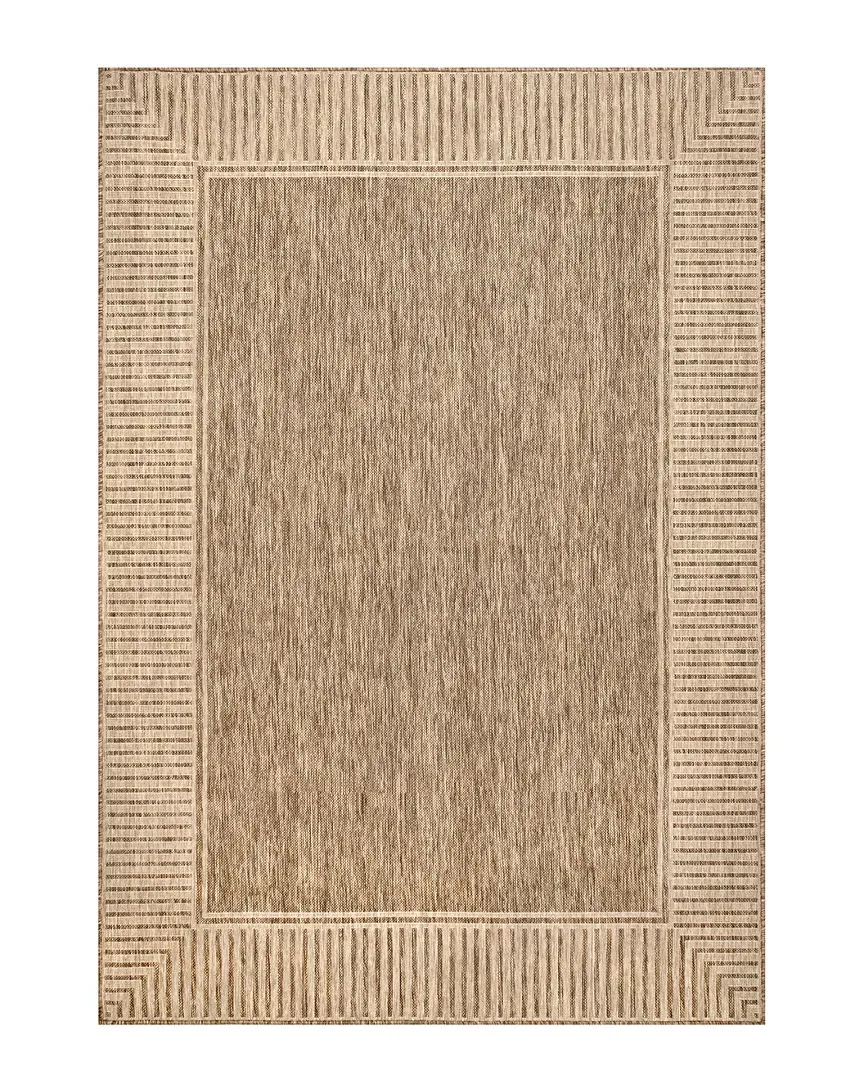 Evie Border Flatweave Indoor/Outdoor Rug - Brown