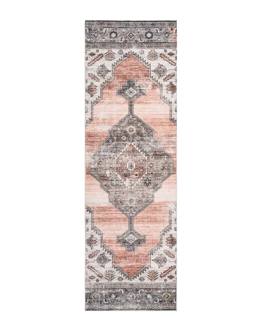 Gracie Distressed Washable Rug - Peach, Polyester image